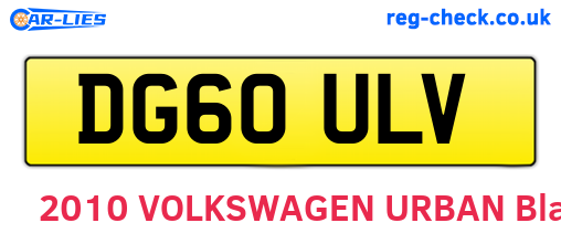 DG60ULV are the vehicle registration plates.