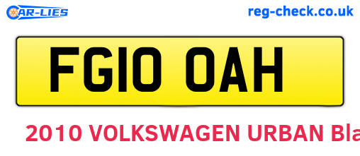 FG10OAH are the vehicle registration plates.