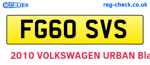 FG60SVS are the vehicle registration plates.