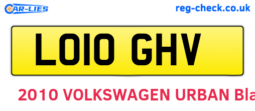 LO10GHV are the vehicle registration plates.