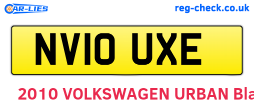 NV10UXE are the vehicle registration plates.