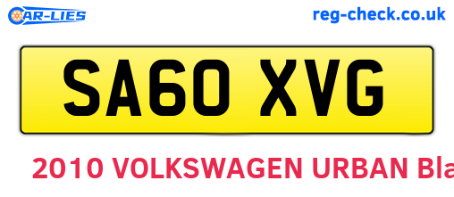 SA60XVG are the vehicle registration plates.