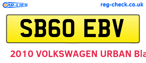 SB60EBV are the vehicle registration plates.