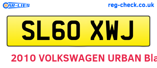 SL60XWJ are the vehicle registration plates.