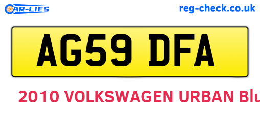 AG59DFA are the vehicle registration plates.