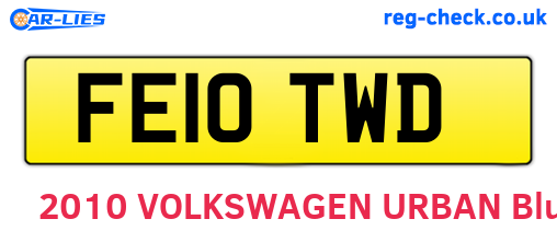 FE10TWD are the vehicle registration plates.