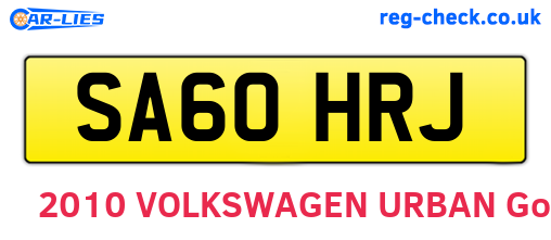 SA60HRJ are the vehicle registration plates.