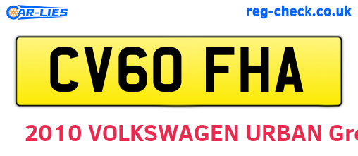 CV60FHA are the vehicle registration plates.