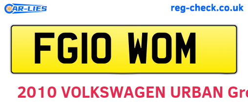 FG10WOM are the vehicle registration plates.