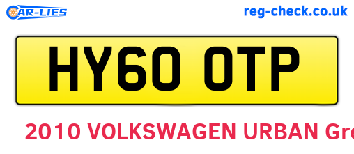 HY60OTP are the vehicle registration plates.