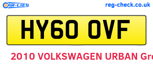 HY60OVF are the vehicle registration plates.