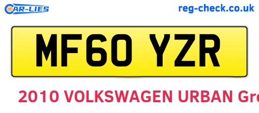MF60YZR are the vehicle registration plates.