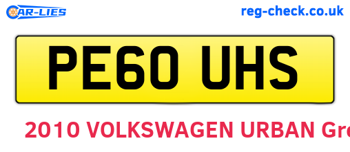 PE60UHS are the vehicle registration plates.