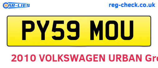 PY59MOU are the vehicle registration plates.