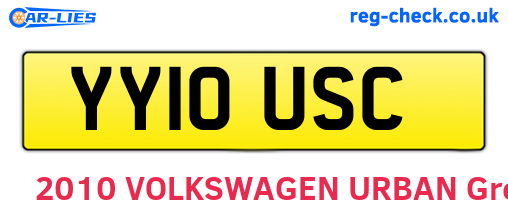 YY10USC are the vehicle registration plates.