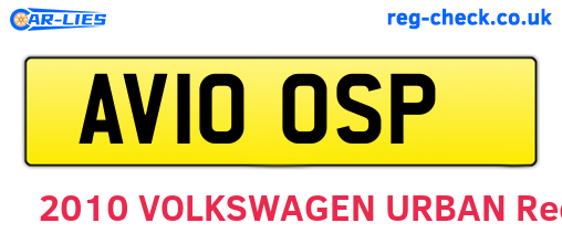 AV10OSP are the vehicle registration plates.