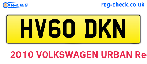 HV60DKN are the vehicle registration plates.