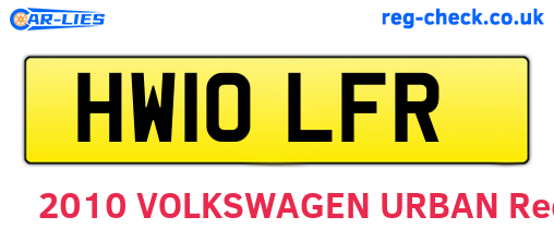 HW10LFR are the vehicle registration plates.