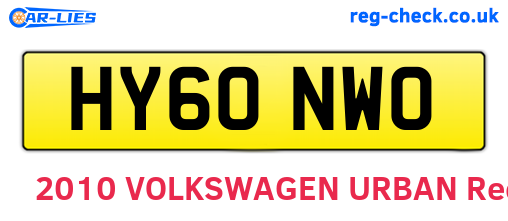 HY60NWO are the vehicle registration plates.