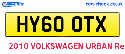 HY60OTX are the vehicle registration plates.