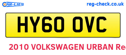 HY60OVC are the vehicle registration plates.