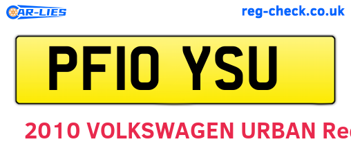 PF10YSU are the vehicle registration plates.