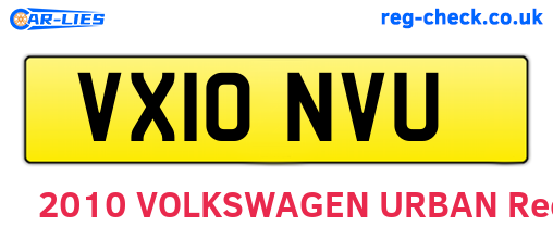 VX10NVU are the vehicle registration plates.