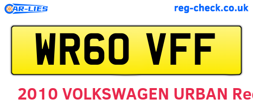 WR60VFF are the vehicle registration plates.