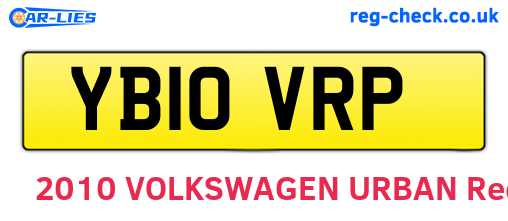 YB10VRP are the vehicle registration plates.