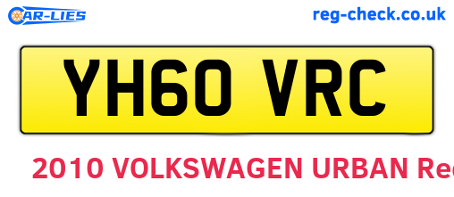 YH60VRC are the vehicle registration plates.