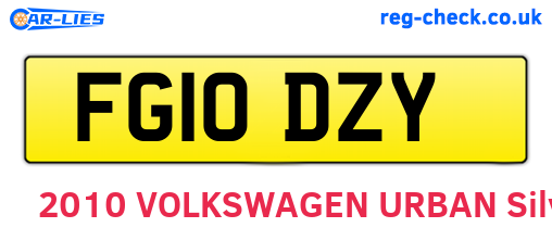 FG10DZY are the vehicle registration plates.