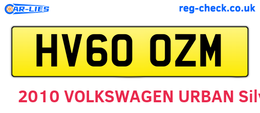 HV60OZM are the vehicle registration plates.