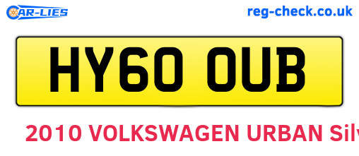 HY60OUB are the vehicle registration plates.