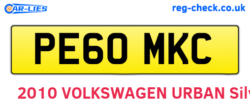 PE60MKC are the vehicle registration plates.