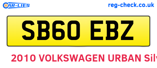 SB60EBZ are the vehicle registration plates.
