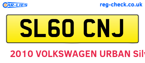 SL60CNJ are the vehicle registration plates.