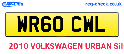 WR60CWL are the vehicle registration plates.
