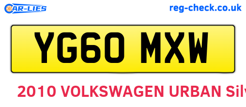 YG60MXW are the vehicle registration plates.