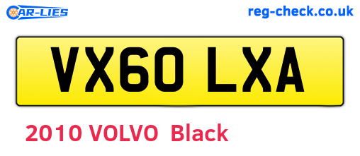 VX60LXA are the vehicle registration plates.