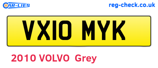 VX10MYK are the vehicle registration plates.