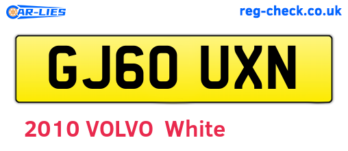 GJ60UXN are the vehicle registration plates.