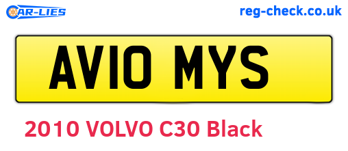 AV10MYS are the vehicle registration plates.