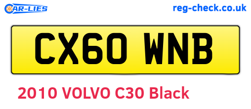CX60WNB are the vehicle registration plates.