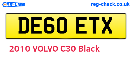 DE60ETX are the vehicle registration plates.