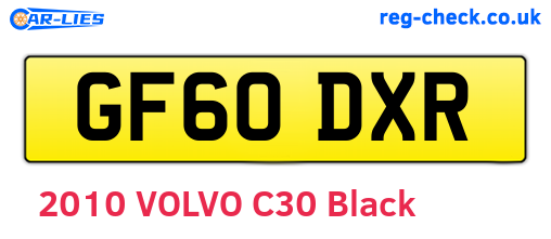 GF60DXR are the vehicle registration plates.