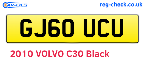 GJ60UCU are the vehicle registration plates.