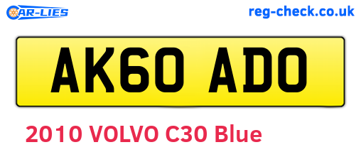 AK60ADO are the vehicle registration plates.
