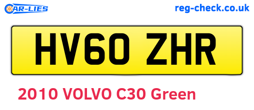 HV60ZHR are the vehicle registration plates.