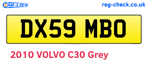 DX59MBO are the vehicle registration plates.
