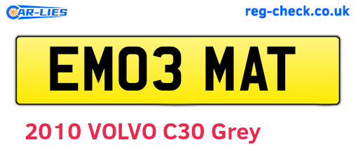 EM03MAT are the vehicle registration plates.